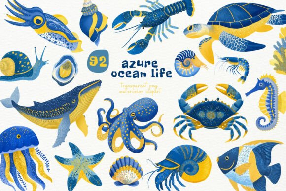 Azure Ocean Life PNG Clipart: A Creative Resource for Ocean-Inspired Design Projects