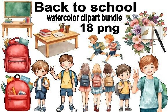 Back to School Watercolor Clipart Bundle: Creative Design Made Simple