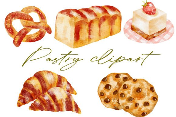 Bakery Watercolor Clipart Set: Creative Charm for Design Projects