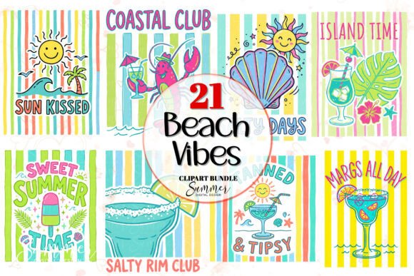 Beachy Days Coastal Vibes Summer Clipart: Add Sunshine to Your Creative Projects