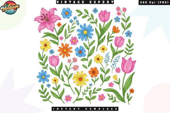 Colorful Wildflower Spring Flowers PNG