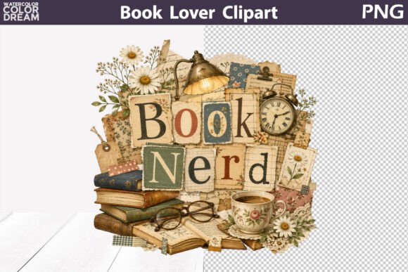 Cozy Book Nerd Clipart for Creative Projects
