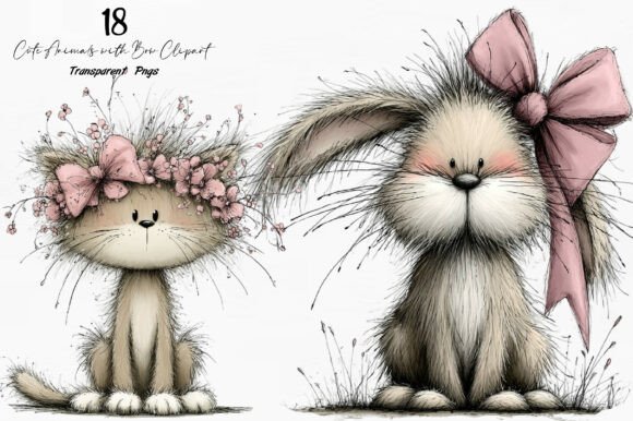 Cute Animals with Bow Clipart: Creative Ideas for Designers and Makers