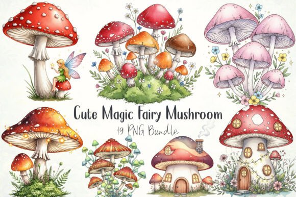 Discover the Enchantment of Watercolor Cute Magic Fairy Mushroom Designs