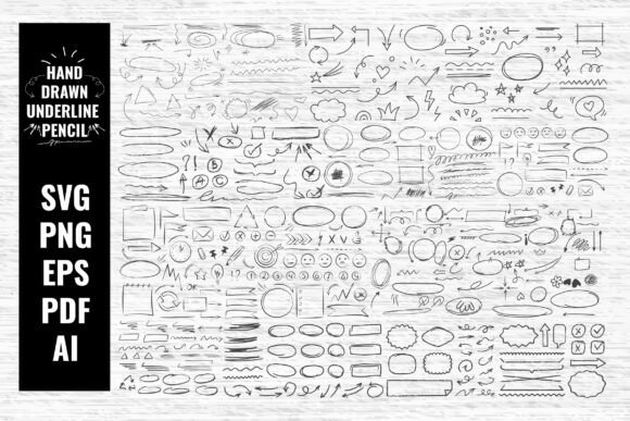 Hand Drawn Underline Pencil, Chalk SVG