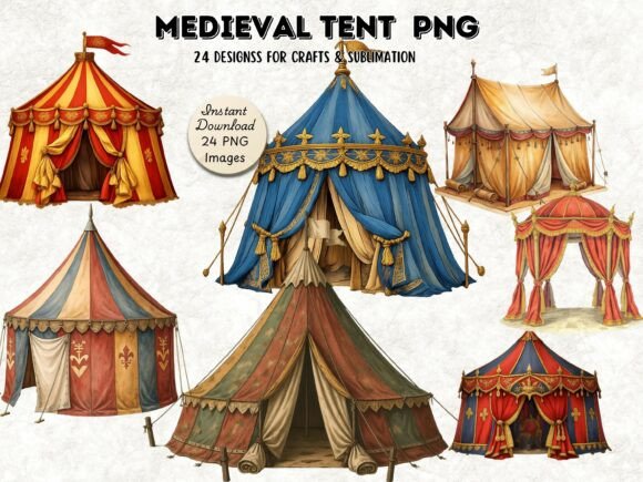 Medieval Tent PNG Bundle, Fantasy Tent: A Strategic Resource for Designers and Creators