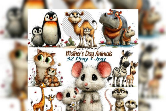 Mother’s Day Animals Clipart PNG Set: Creative Ways to Celebrate Love and Family