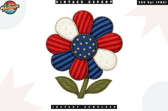 Patriotic Flower Patchwork PNG
