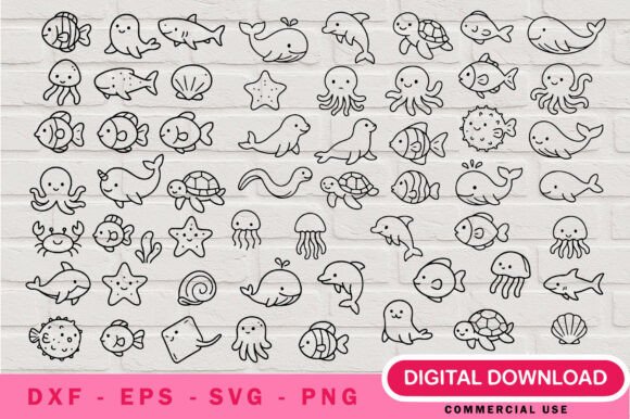 Sea Life Outlines SVG Bundle: A Versatile Resource for Ocean-Themed Design Projects