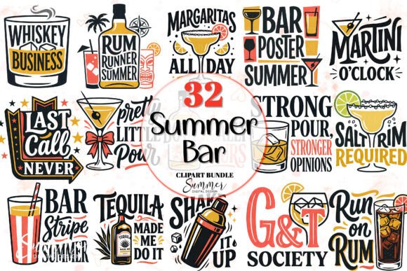 Shake Up Your Creative Projects with the Ultimate Summer Cocktail Bar Clipart Bundle