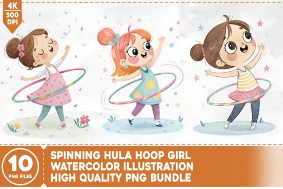 Spinning Hula Hoop Girl Watercolor: Creative Design Made Simple