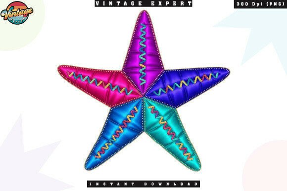 Summer Starfish Coastal Patchwork PNG: A Vibrant Design for Creative Entrepreneurs and Print-on-Demand Professionals