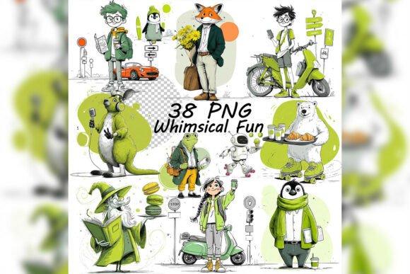 Unleash Creativity with the Whimsical Fun Characters Clipart Set