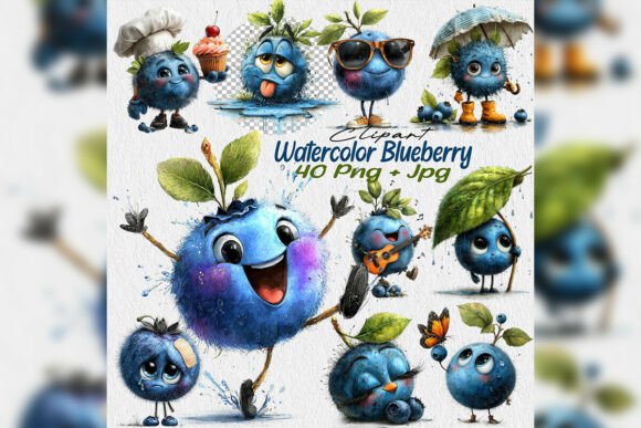 Watercolor Blueberry PNG Clipart Spring: A Fresh Design Resource for Modern Creatives
