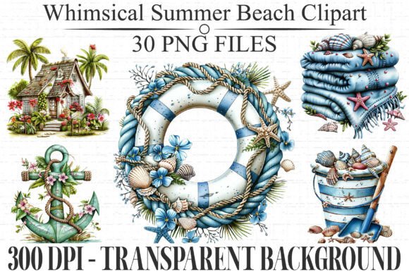 Whimsical Summer Beach Clipart PNG Collection