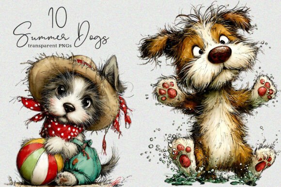 Whimsical Summer Dogs Clipart Bundle: A Practical Choice for Creative Projects