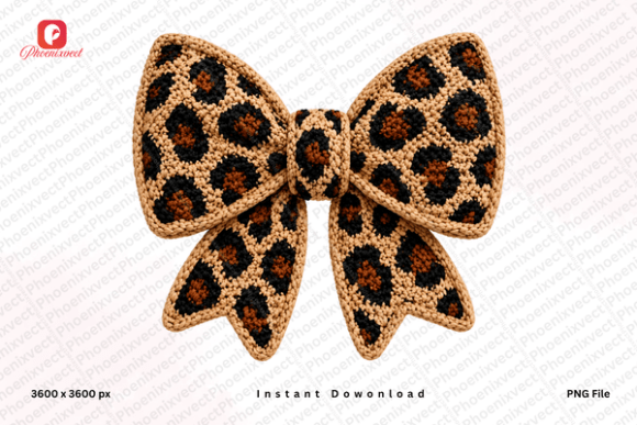 Yarn Crochet Leopard Bow PNG: A Versatile Design Asset for Creative Projects